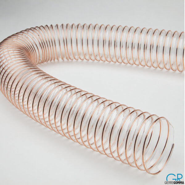 Tubo flessibile trasparente spiralato con rinforzo in rame