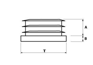 Schema quotato di una griglia di ventilazione a lamelle